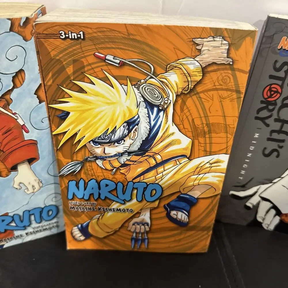 Naruto 3-in-1 Vols 1-6 & Itachi’s Story Midnight Light Novel Manga Viz Set